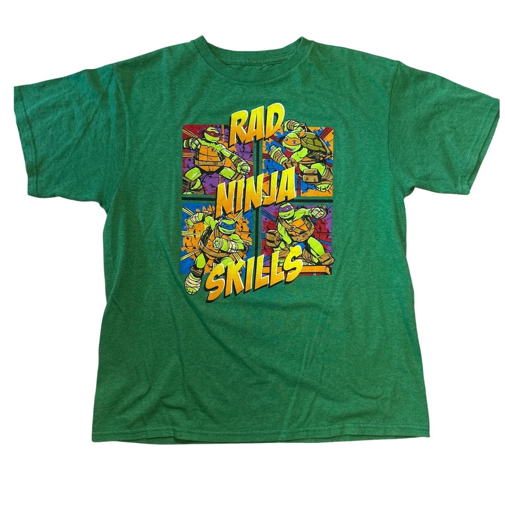 TMNT Teenage Mutant Ninja Turtles Rad Ninja Skills Green Graphic T-Shirt Kids XL